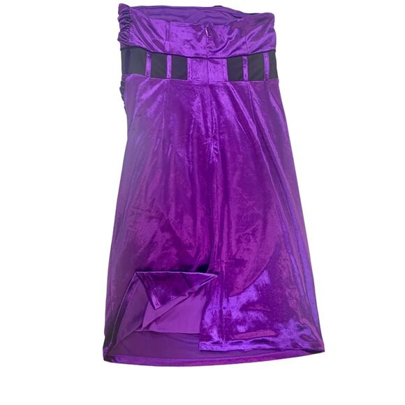 Gabrielle Union Aniyah Strapless Dark Purple Velvet Illusion‎ Dress Sz Large - Picture 5 of 12